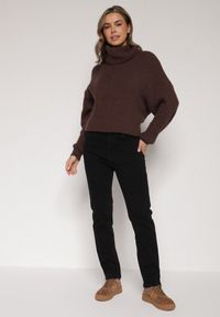 Born2be - Czarne Bawełniane Jeansy Skinny z Regularnym Stanem Sewnela. Kolekcja: plus size. Kolor: czarny. Styl: elegancki, klasyczny, wizytowy #3