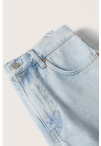 mango - Mango szorty jeansowe damskie gładkie high waist. Okazja: na co dzień. Stan: podwyższony. Kolor: niebieski. Materiał: jeans. Wzór: gładki. Styl: casual #4