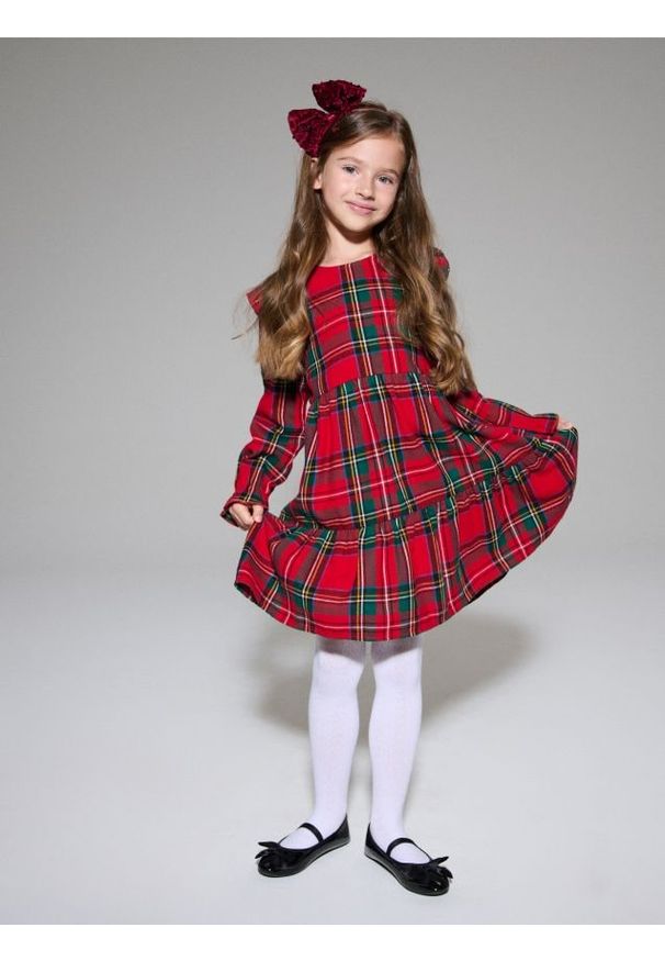 Sinsay - Sukienka w kratę z falbanami - wielobarwny