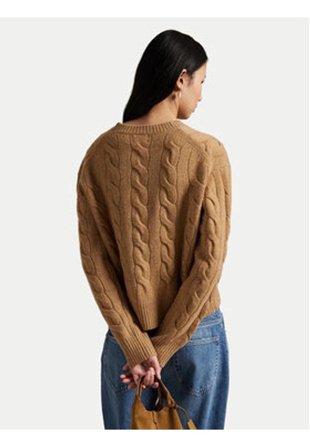 Polo Ralph Lauren Sweter 211A91216005 Beżowy Straight Fit. Typ kołnierza: polo. Kolor: beżowy. Materiał: wełna