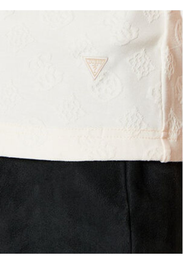 Guess T-Shirt V5RI02 KCLG2 Écru Regular Fit. Materiał: syntetyk