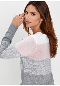 bonprix - Długi sweter z kaszmirem. Kolor: różowy. Materiał: kaszmir. Długość: długie. Wzór: kolorowy #3