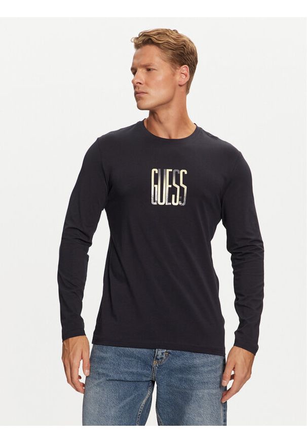 Guess Longsleeve M4BI34 J1314 Granatowy Slim Fit. Kolor: niebieski. Materiał: bawełna. Długość rękawa: długi rękaw