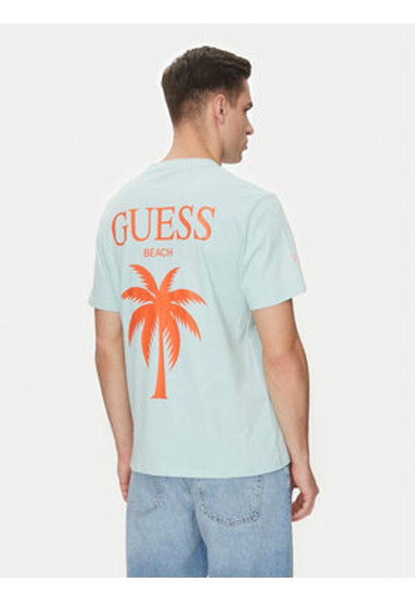 Guess T-Shirt F5GI09 KA260 Niebieski Regular Fit. Kolor: niebieski. Materiał: bawełna