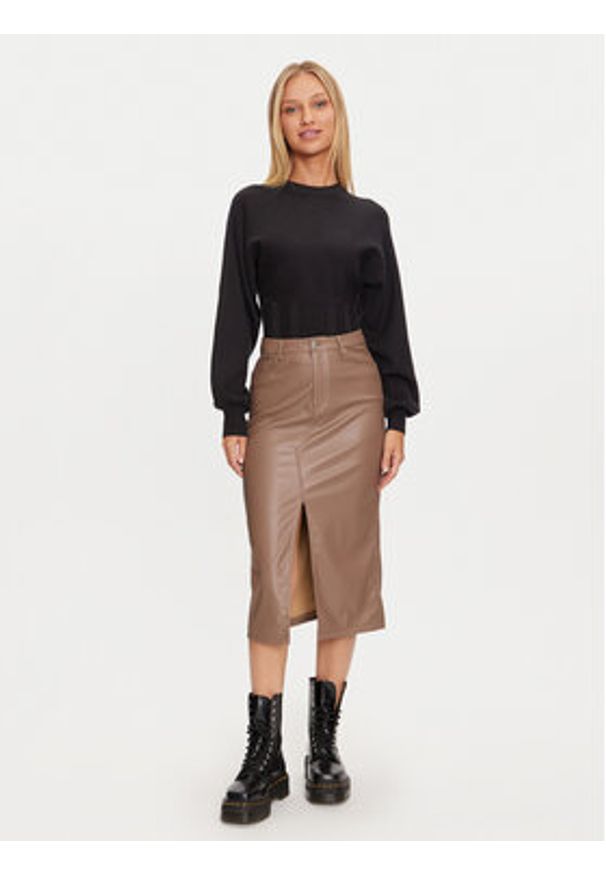 only - ONLY Spódnica z imitacji skóry Kiri 15324778 Brązowy Regular Fit. Kolor: brązowy. Materiał: skóra