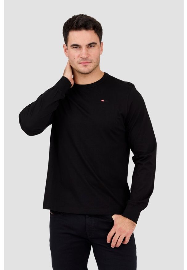 Diesel - DIESEL Czarny longsleeve męski T-ADJUST-LS-MICRODIV, Rozmiar M. Kolor: czarny. Materiał: bawełna, elastan, materiał. Długość rękawa: długi rękaw. Długość: długie