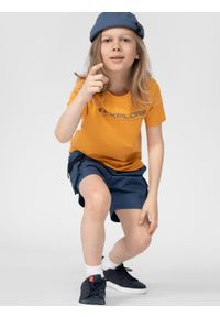 4f - T-shirt z nadrukiem chłopięcy. Kolor: pomarańczowy. Materiał: bawełna. Wzór: nadruk #2