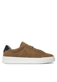 TOMMY HILFIGER - Tommy Hilfiger Sneakersy Th Court Summer Suede FM0FM05517 Brązowy. Kolor: brązowy. Materiał: zamsz, skóra