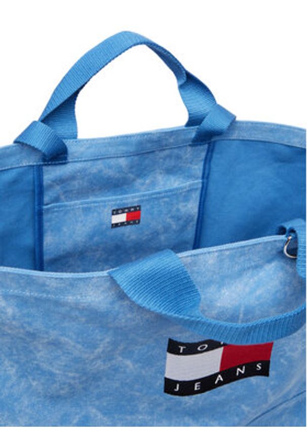 TOMMY HILFIGER - Tommy Hilfiger Torebka Wavy Flag Canvas Tote Bag AW0AW18466 Niebieski. Kolor: niebieski