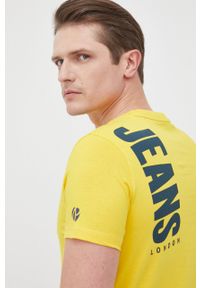 Pepe Jeans t-shirt bawełniany AEROL kolor żółty z nadrukiem. Kolor: żółty. Materiał: bawełna. Wzór: nadruk
