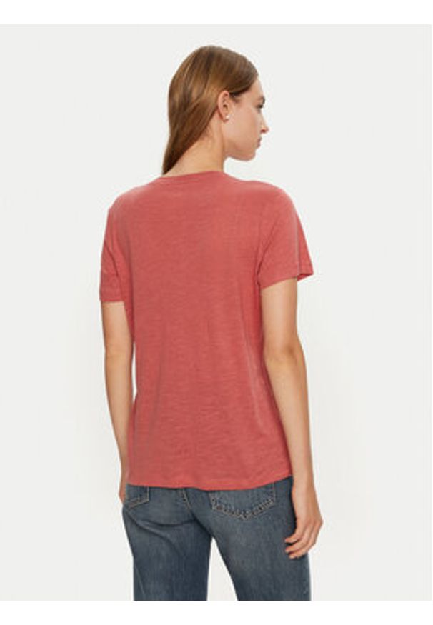 Lee T-Shirt 112355200 Różowy Regular Fit. Kolor: różowy. Materiał: lyocell, len