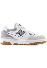 Buty unisex New Balance BB550ESC – białe. Okazja: na co dzień. Kolor: biały. Materiał: materiał, skóra, syntetyk. Szerokość cholewki: normalna