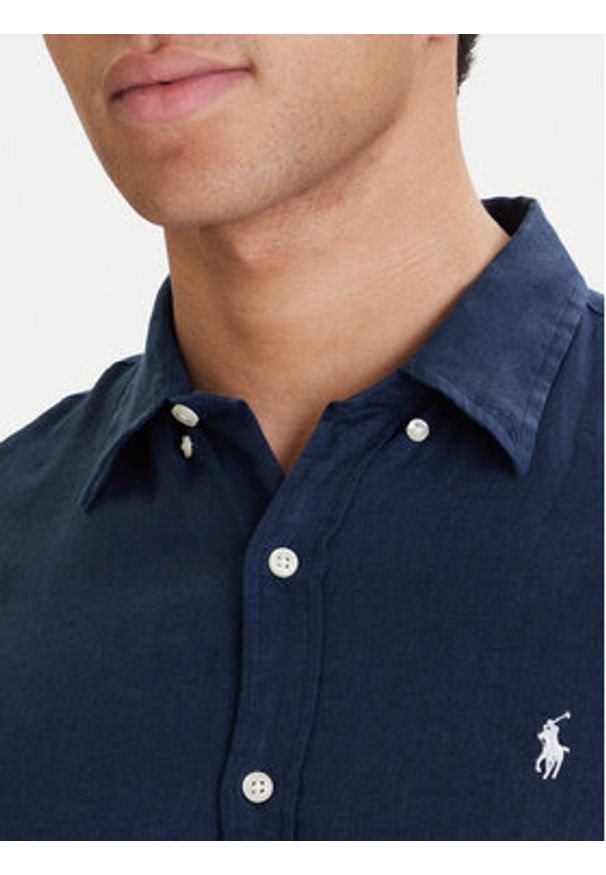 Polo Ralph Lauren Koszula 710968915506 Granatowy Regular Fit. Typ kołnierza: polo. Kolor: niebieski. Materiał: len