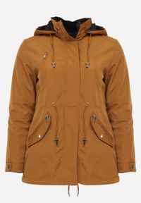 Born2be - Brązowo-Czarna Przejściowa Kurtka Dwustronna Parka z Pikowaniem i Kapturem Tidare. Okazja: na spacer, na co dzień. Kolekcja: plus size. Kolor: brązowy. Materiał: poliester, jeans. Styl: casual, sportowy #1