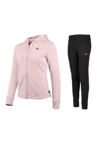 Dres damski komplet dresowy bawełniany Puma Classic Hooded Sweat Suit. Kolor: różowy. Materiał: dresówka, bawełna. Sport: fitness