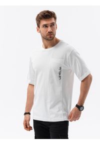 Ombre Clothing - T-shirt męski bawełniany OVERSIZE - biały V1 S1628 - XXL. Kolor: biały. Materiał: bawełna #1