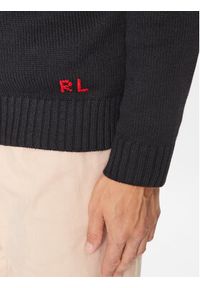 Polo Ralph Lauren Sweter 710920411001 Czarny Regular Fit. Typ kołnierza: polo. Kolor: czarny. Materiał: bawełna #3