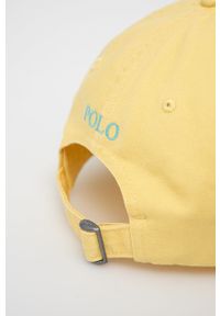 Polo Ralph Lauren Czapka bawełniana kolor żółty gładka. Kolor: żółty. Materiał: bawełna. Wzór: gładki