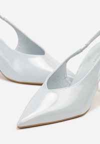 Renee - Niebieskie Lakierowane Sandały na Szpilce Typu Slingback Addoxie. Okazja: na co dzień, na spacer. Kolor: niebieski. Materiał: lakier. Obcas: na szpilce. Styl: elegancki, casual. Wysokość obcasa: średni #3