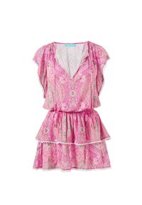 Melissa Odabash - MELISSA ODABASH - Różowa sukienka mini Keri. Kolor: różowy, wielokolorowy, fioletowy. Materiał: bawełna. Długość: mini #2