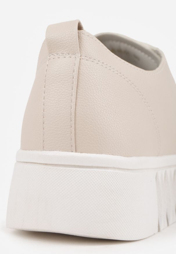 Renee - Beżowe Płaskie Sneakersy Vices ze Sznurowaniem Lorori. Okazja: na co dzień. Zapięcie: sznurówki. Kolor: beżowy. Materiał: jeans. Sezon: wiosna, lato