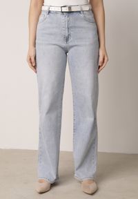 Born2be - Niebieskie Bawełniane Jeansy o Szerokim Kroju z Wysokim Stanem Jendrea. Okazja: na co dzień. Stan: podwyższony. Kolor: niebieski. Styl: casual #2