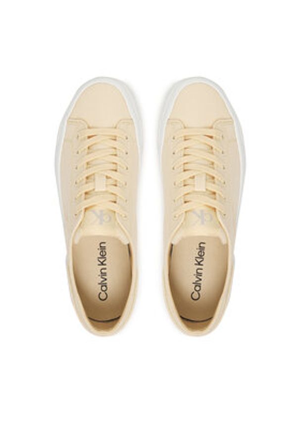 Calvin Klein Sneakersy Vulc Flatform Low Canvas Mg YW0YW01763 Écru. Materiał: materiał