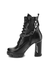 Czarne Botki Carinii Eleganckie Skórzane Buty Damskie. Kolor: czarny. Materiał: skóra. Szerokość cholewki: normalna. Obcas: na słupku. Styl: elegancki #3