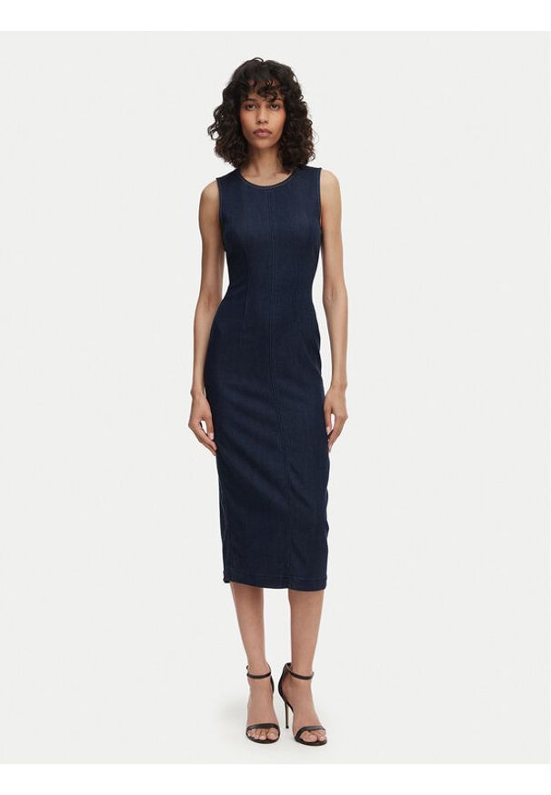 Guess Sukienka codzienna W6RK72 D6980 Granatowy Regular Fit. Okazja: na co dzień. Kolor: niebieski. Materiał: syntetyk. Typ sukienki: proste. Styl: casual