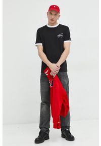 Tommy Jeans bluza męska kolor czerwony z aplikacją. Kolor: czerwony. Materiał: bawełna, poliester. Wzór: aplikacja #4