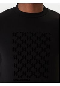 Karl Lagerfeld - KARL LAGERFELD T-Shirt 755040 561221 Czarny Regular Fit. Typ kołnierza: dekolt w karo. Kolor: czarny. Materiał: bawełna #3