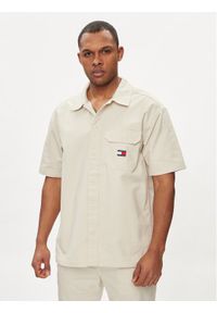 Tommy Jeans Koszula Essential DM0DM18969 Beżowy Regular Fit. Kolor: beżowy. Materiał: bawełna
