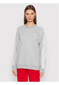 Adidas - adidas Bluza Essentials Studio HC9126 Szary Loose Fit. Kolor: szary. Materiał: syntetyk