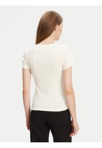 Guess Jeans T-Shirt W5YP37 KA0H1 Écru Slim Fit. Materiał: bawełna