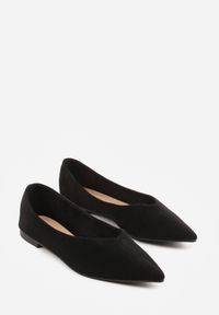 Born2be - Czarne Balerinki z Imitacji Zamszu z Noskiem w Szpic Egynome. Okazja: na co dzień, na spotkanie biznesowe, do pracy. Kolor: czarny. Materiał: zamsz. Styl: casual, biznesowy, elegancki #9