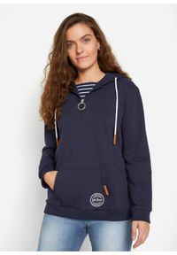 bonprix - Bluza z kapturem z mieszanki bawełny. Typ kołnierza: kaptur. Kolor: niebieski. Materiał: bawełna #1
