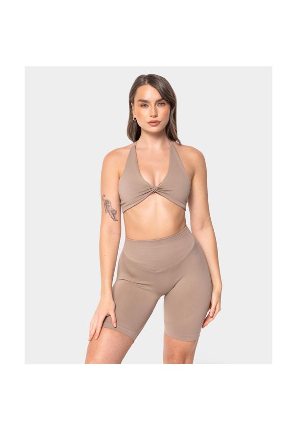 Biustonosz bezszwowy Carpatree Accolade beżowy. Kolor: beżowy. Wzór: aplikacja. Sport: joga i pilates