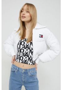 Tommy Jeans kurtka damska kolor biały zimowa. Kolor: biały. Materiał: puch, poliamid. Sezon: zima