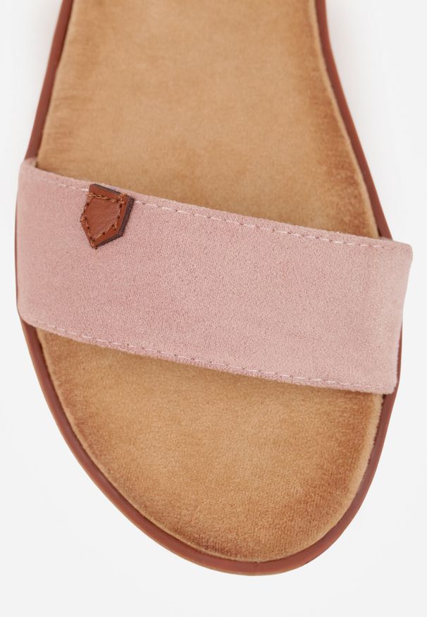 Born2be - Różowe Minimalistyczne Sandały VICES na Płaskiej Podeszwie z Bieżnikiem Tailisha. Okazja: na spacer. Zapięcie: pasek. Kolor: różowy. Materiał: jeans, len. Sezon: lato. Obcas: na płaskiej podeszwie