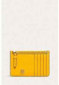 Tory Burch portfel skórzany damski kolor żółty. Kolor: żółty. Materiał: skóra. Wzór: gładki