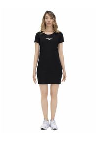LEONE 1947 APPAREL - Damski T-shirt maxi w odcieniach ziemi. Kolor: czarny. Materiał: tkanina. Sport: fitness
