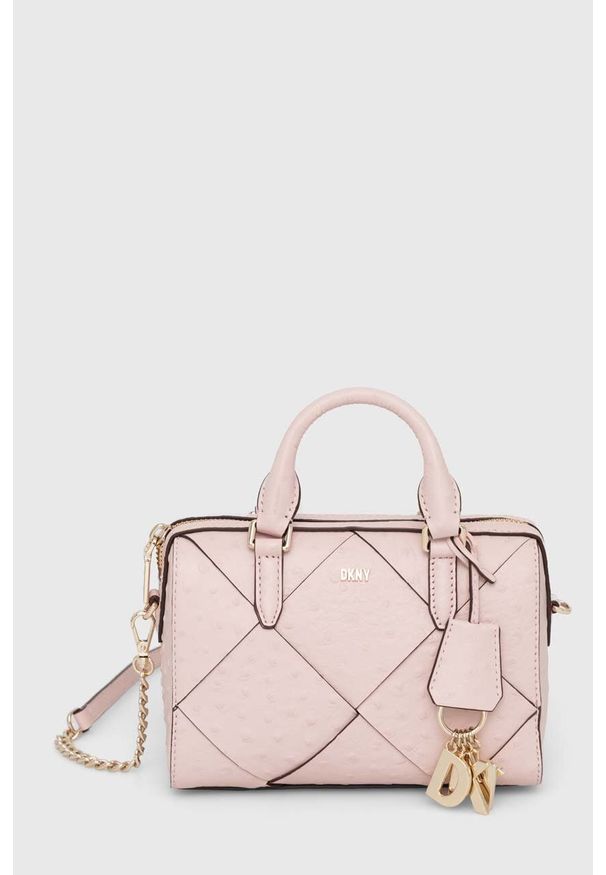 DKNY - Dkny torebka skórzana kolor różowy. Kolor: różowy. Materiał: skórzane