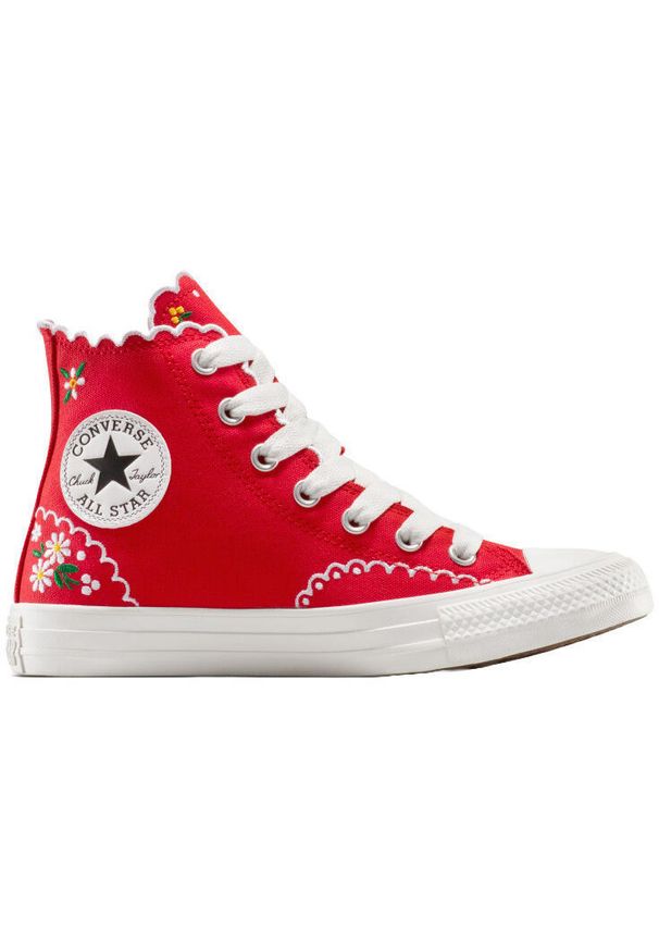 Buty sportowe Converse Chuck Taylor All Star Embroidered Flowers High Top. Kolor: czerwony. Materiał: materiał. Model: Converse All Star