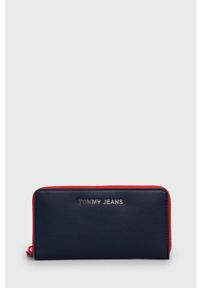 Tommy Jeans Portfel damski kolor granatowy. Kolor: niebieski. Materiał: materiał. Wzór: gładki