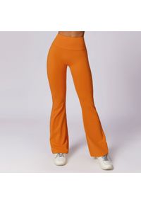 Intica - Spodnie treningowe z elastycznego materiału z wysokim stanem Oksun. Stan: podwyższony. Kolor: pomarańczowy. Materiał: materiał. Sport: fitness