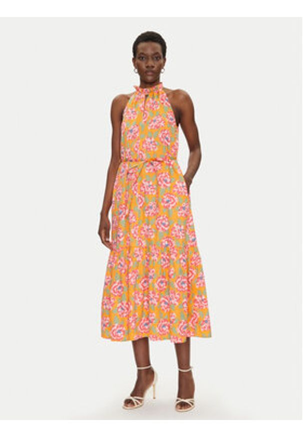 French Connection Sukienka letnia 71YQV Pomarańczowy Regular Fit. Kolor: pomarańczowy. Materiał: bawełna. Sezon: lato