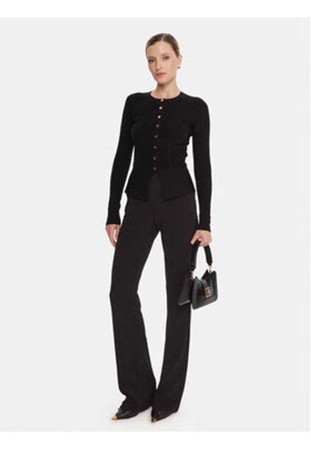 Elisabetta Franchi Kardigan MK-49S-57E2 Czarny Slim Fit. Kolor: czarny. Materiał: wiskoza