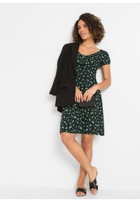 bonprix - Sukienka z dżerseju z nadrukiem. Kolor: czarny. Materiał: jersey. Wzór: nadruk