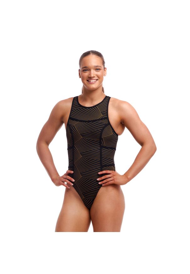 FUNKITA - Strój pływacki Funkita Gold Weaver Hi Flyer zapinany na suwak. Kolor: czarny