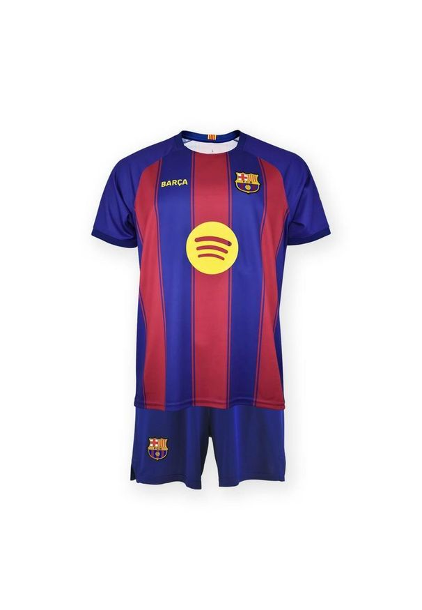Strój domowy dziecięcy FC Barcelona 2025-26 Premium. Kolor: czerwony, wielokolorowy. Sport: piłka nożna